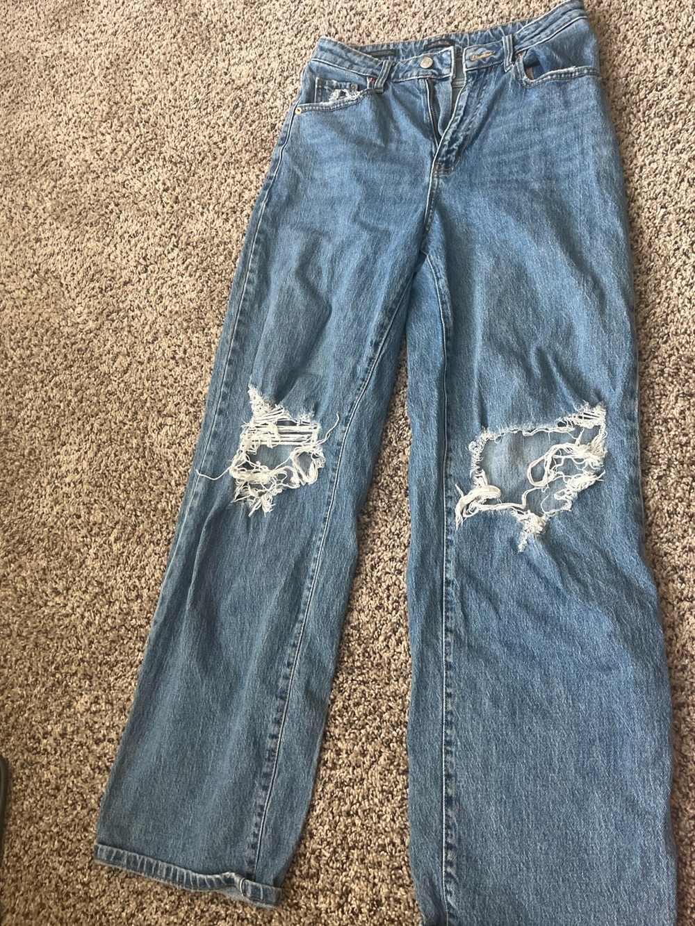 wild fable Light Blue Distressed Wide Leg Jeans